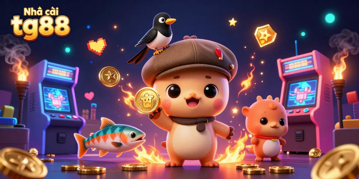 Engage with Nhà cái tg88's lively gaming scene featuring charming characters and vibrant casino elements.