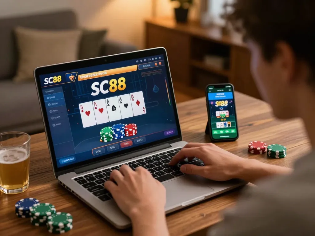 Player engaging with SC88 COM online casino platform for a thrilling gaming experience