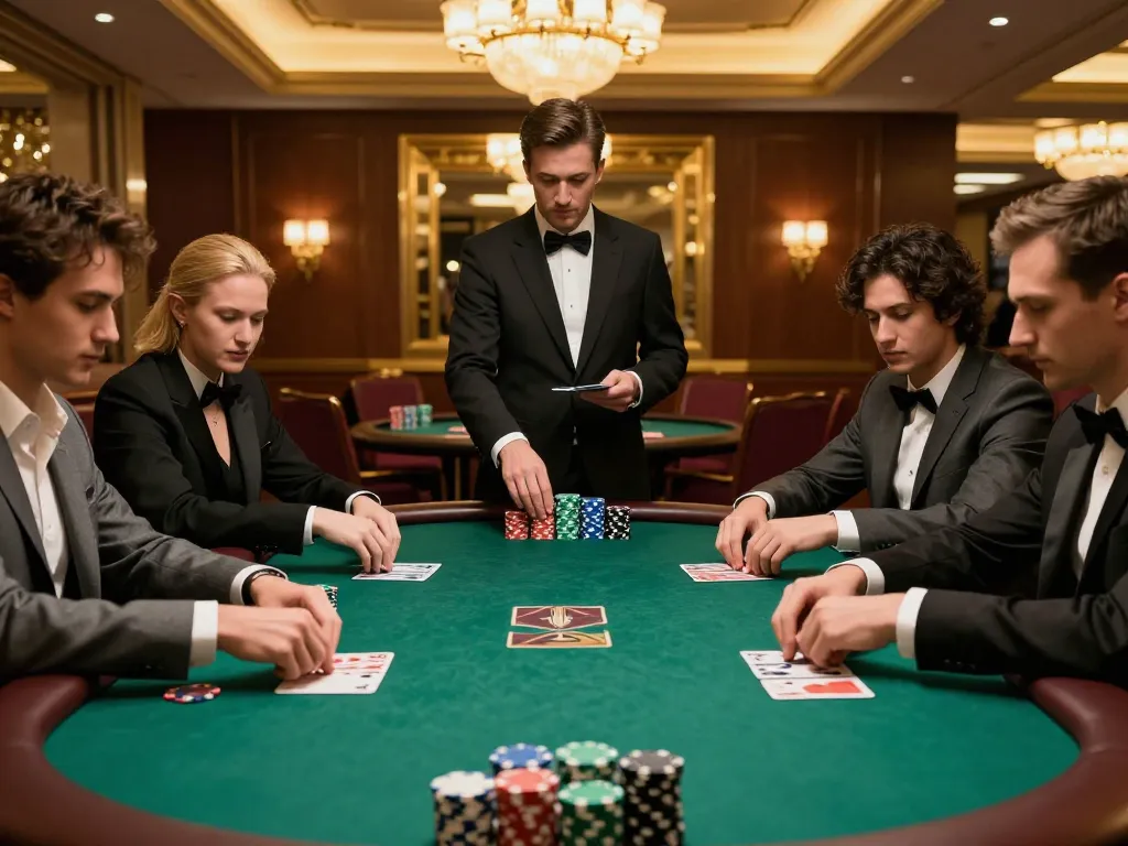Players enjoying an exciting high-stakes LV88 poker game at a luxury casino table