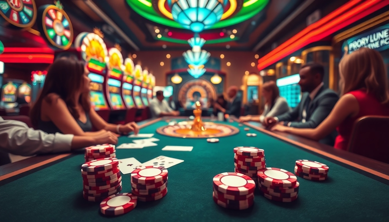 Experience thrilling gameplay at PS 99 casino with vibrant tables, cards, and slot machines.