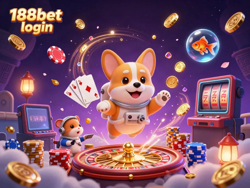Experience the excitement of 188bet login with thrilling gaming elements illustrated in a dynamic space casino scene.