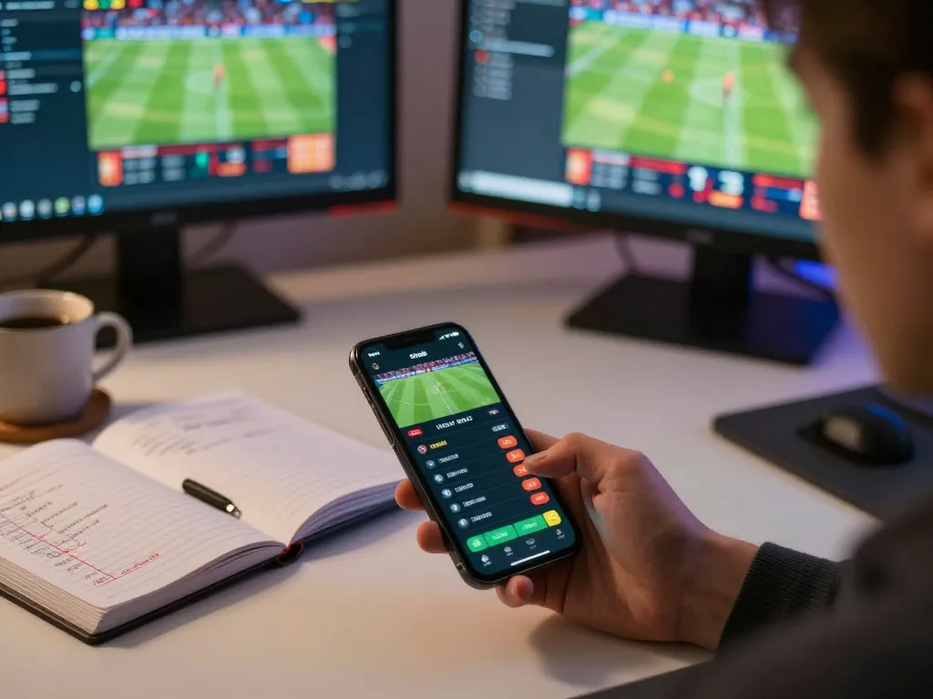 Engaging sports betting experience showcasing tỷ lệ bóng đá kèo nhà cái on smartphone with live odds.