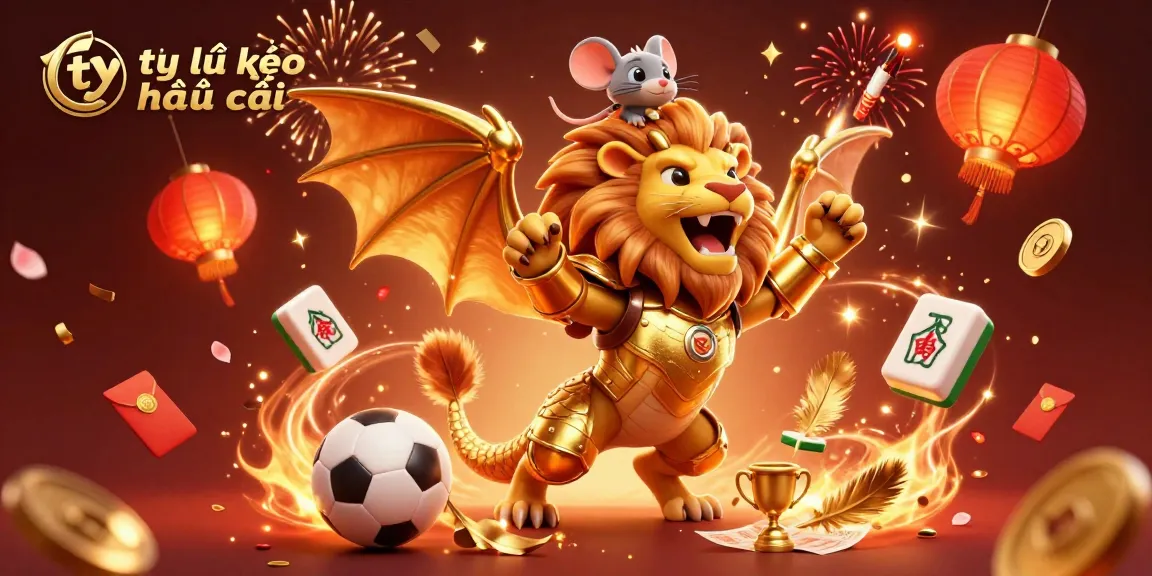 Visualize the exhilarating tỷ lệ kèo nhà cái experience as the golden chimera triumphantly embodies sports betting excitement.