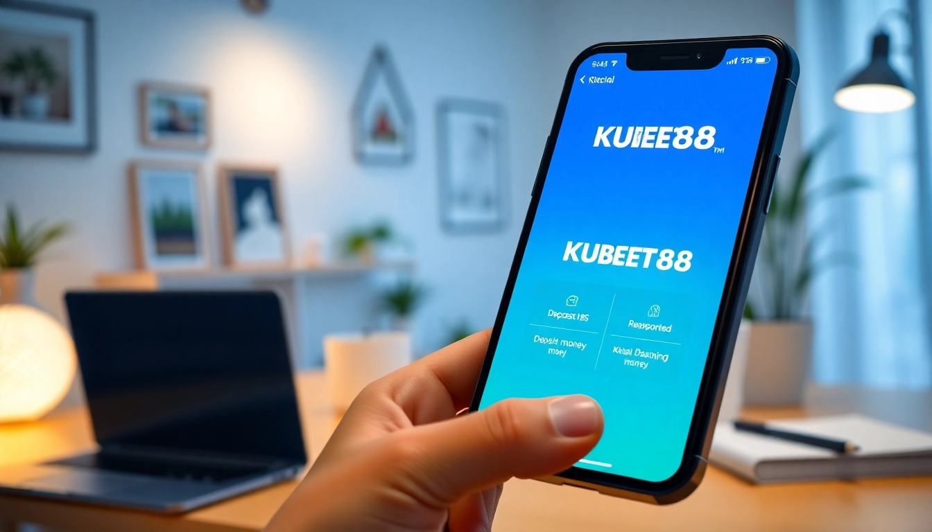 Nạp Tiền KUBET88 – Bước Thiết Yếu Để Trải Nghiệm Giải Trí with a bright online banking interface on a smartphone screen.