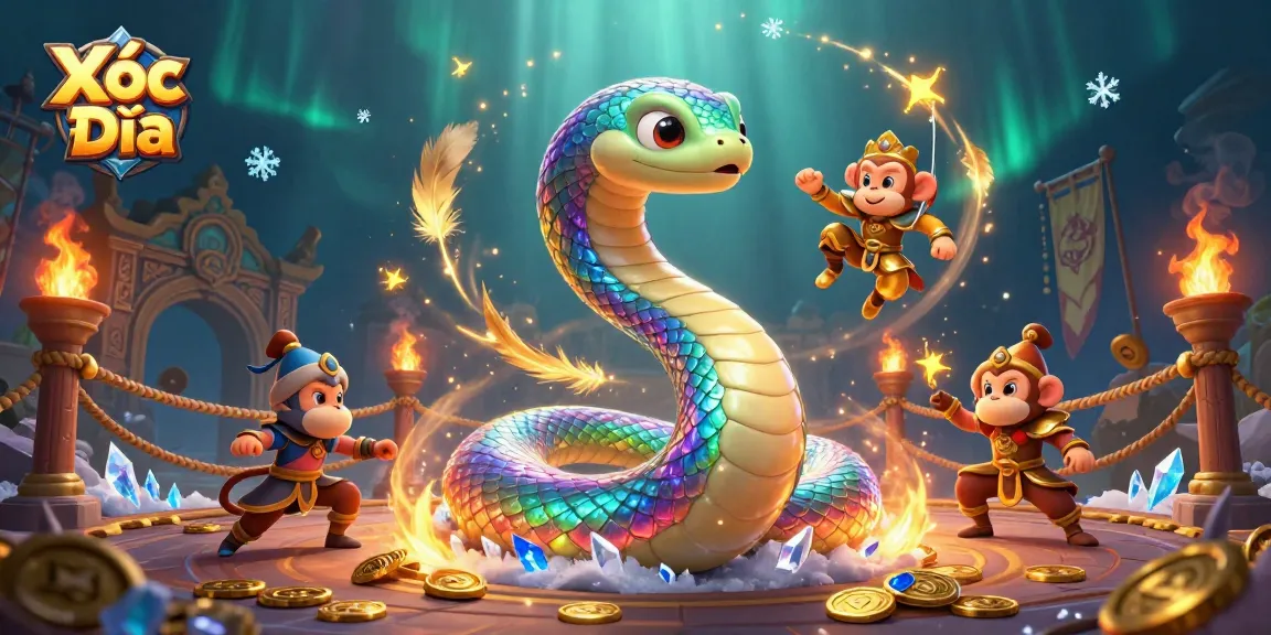 Xóc Đĩa battle scene showcasing vibrant characters and casino elements for online gaming